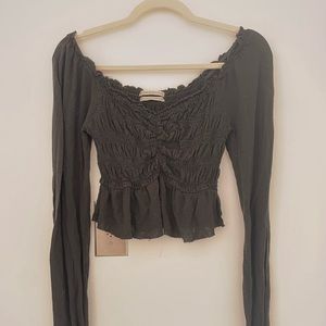 Urban Outfitters Black Long Sleeve Crop Top